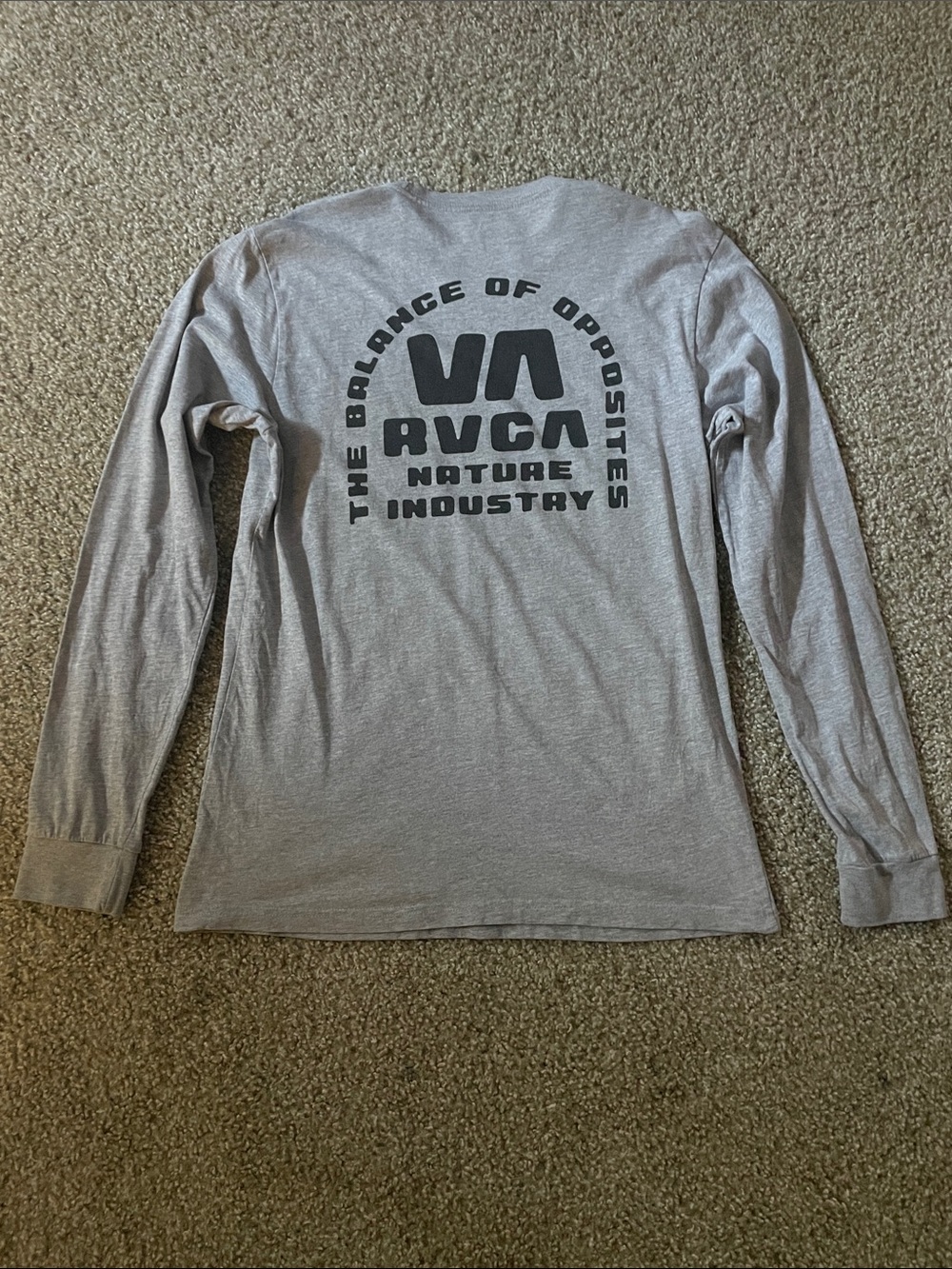 RVCA Long Sleeve Tee in Heather Gray with Black Logo